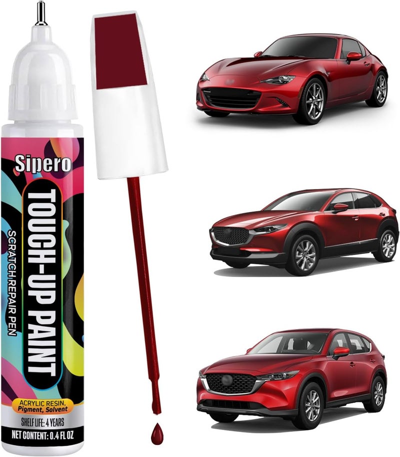 sipero Touch Up Paint Soul Red Crystal Metallic 46V Exact Color Match Scratch Repair Paint Pen for Mazda 3, 6, CX-5, CX-9, CX-30, CX-90 - Image 1